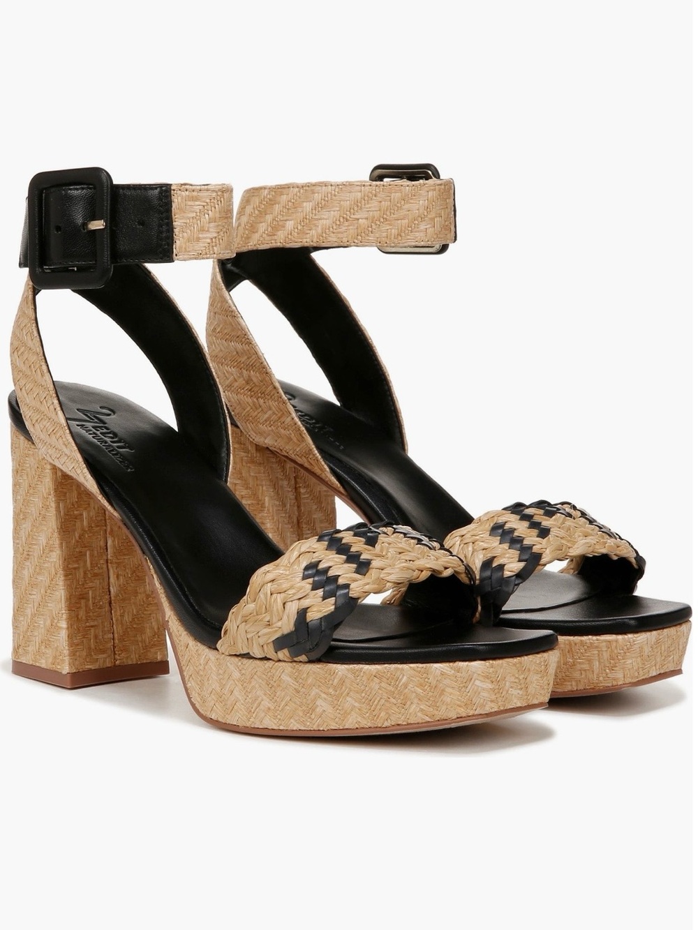 Naturalizer Black & Natural Woven Platform Sandals